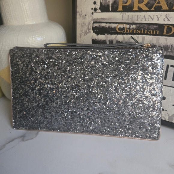 Furla Silver Rose Gold Glitter Wristlet Clutch Bag With Tags And Dustbag - Picture 11 of 12